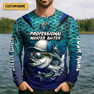 Bass Fishing UPF Shirts, Long Sleeve Sun Shirt, Camo Long Sleeve Shirt, Fishing Shirts For Men