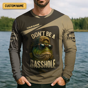 Don't Be A Basshole Men's Fishing Shirt, Mahi Fishing Shirt, UPF Fishing Shirt
