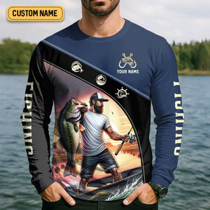 Fishing Shirts, I Don't Need Therapy I Just Need To Go Fishing, SPF Long Sleeve Shirts, Fishing Shirts For Men
