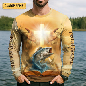I Like Fishing And Believe In Jesus, Fishing UPF Shirts, Fisherman Gift, Fishing Shirts For Men