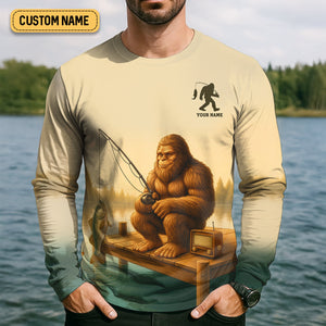 Bigfoot's Quiet Day At The Lake Fishing UPF Shirts, Funny Fishing Shirt, Presents For Fishermen