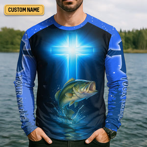 Jesus Made Me A Fisherman SPF Long Sleeve Shirts, Jesus Fishing Shirt, Fishing Shirts For Men