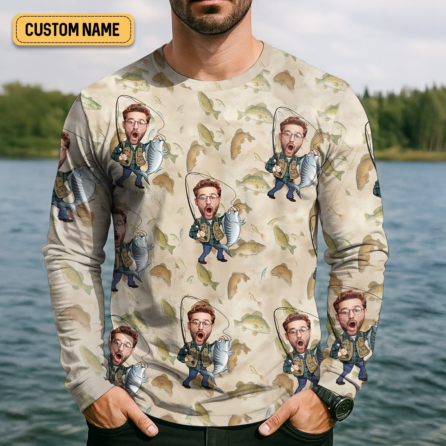 Custom Face Fishing Man SPF Shirt For Men, Funny Fishing Shirt, Presents For Fishermen