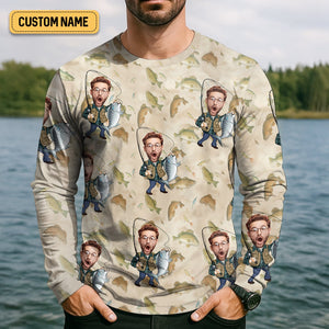 Custom Face Fishing Man SPF Shirt For Men, Funny Fishing Shirt, Presents For Fishermen