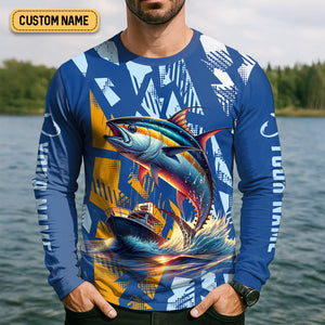 Catch The Wave Hook The Tuna SPF Shirts, Fishing Shirts For Men, Fisherman Gift