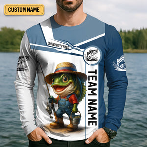Largemouth Bass Fishing Team Shirt, UV Protection Shirt, Fishing Jersey, Men Long Sleeve Shirt
