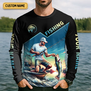 Fishing Shirts, Rule The Waves Fear Nothing, SPF Long Sleeve Shirts, Fishing Shirts For Men