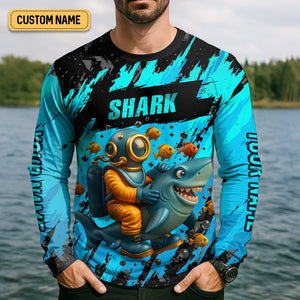 Shark Fishing UPF Shirts, Shark T-shirt, Long Sleeve Fishing Shirts, Funny Fishing Shirt, Gift For Fisherman