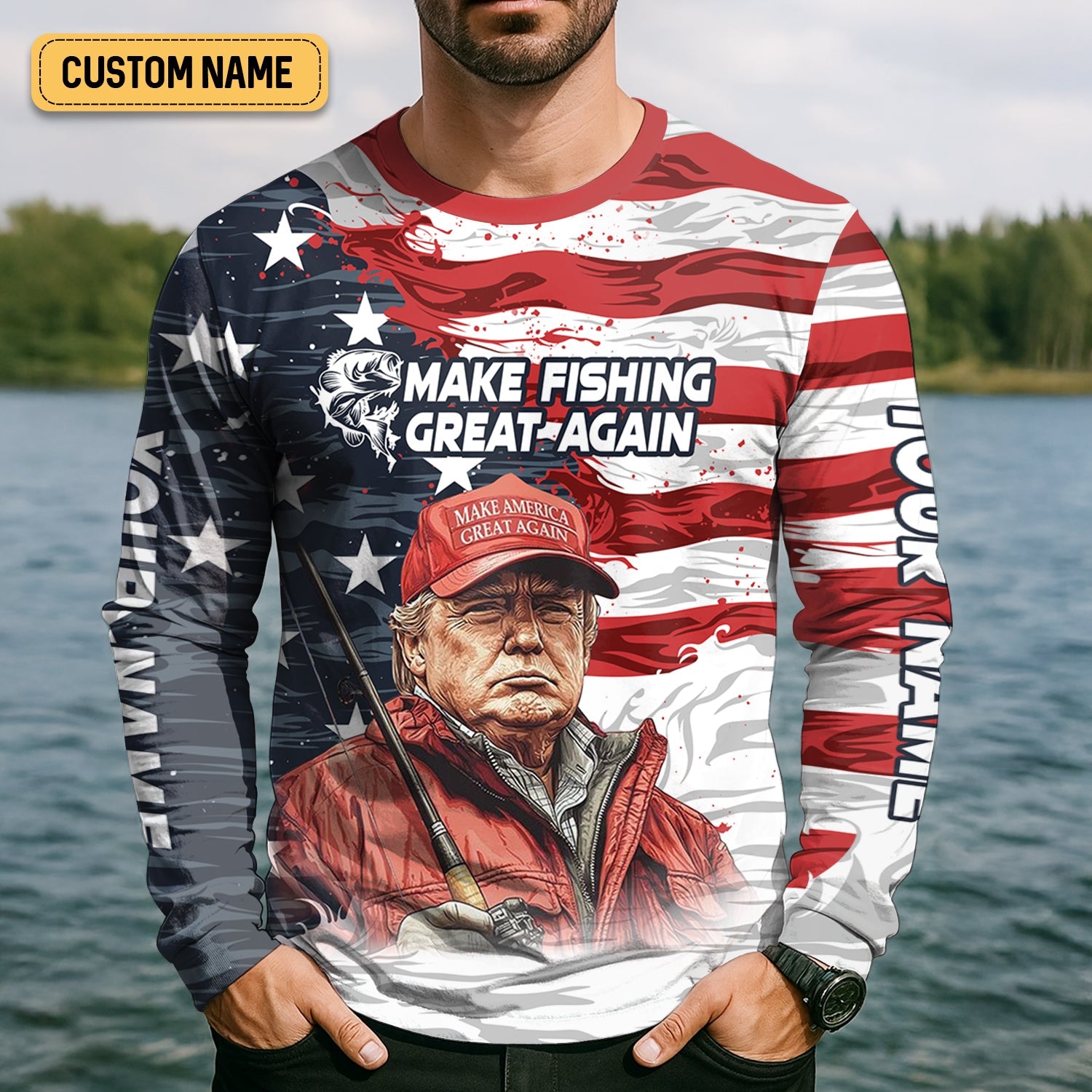 Make Fishing Great Again Patriotic Fishing Shirt, American Flag Fishing Shirt, Fishing Shirts For Men