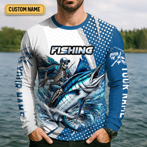 Skeleton Fishing Shirts, Where The Sea Meets The Soul, SPF Long Sleeve Shirts, Fishing Shirts For Men