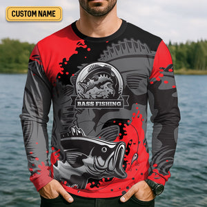 Black Red Bass Fishing Tournament Fishing Shirts, SPF Shirt For Men, Gift For Fisherman