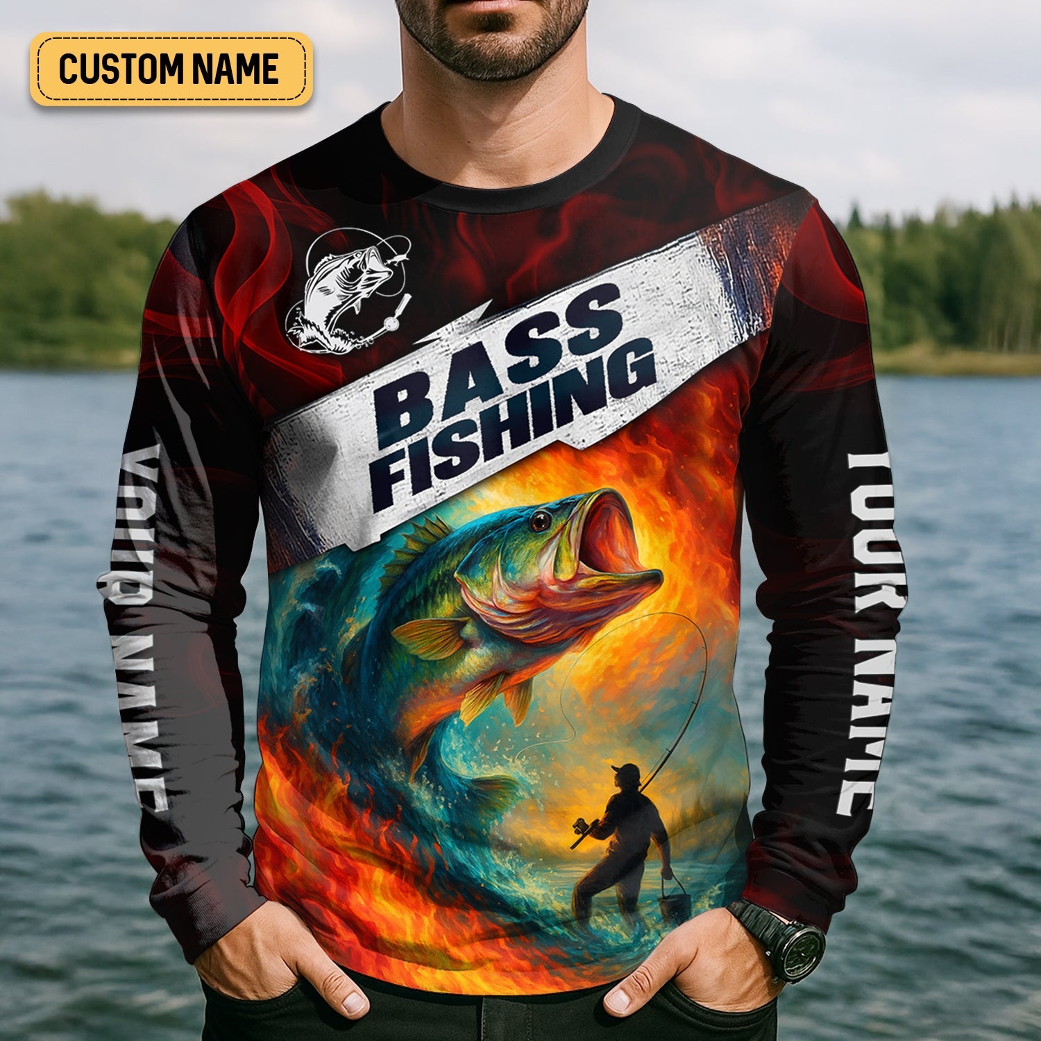 Fire Fishing Hooded UPF Shirt, Fishing Jersey, Long Sleeve Fishing Shirts, Gift For Fisherman