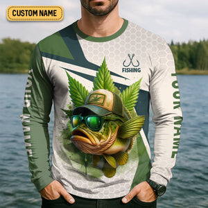 I Just Want To Get High And Go Fishing Largemouth Bass Fishing SPF Shirt For Men, Funny Fishing Shirt