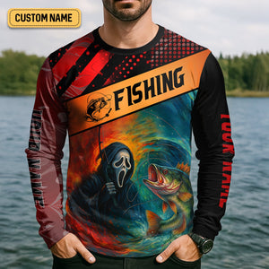 Ghost Face Fish Mens Sun Protection Shirts, Fishing Jersey, Fisherman Gift, Fishing Shirts For Men
