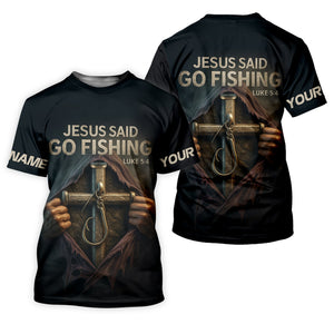 Jesus Said Go Fishing SPF Long Sleeve Shirts, Jesus Fishing Shirt, Fishing Shirts For Men, Fisherman Gift