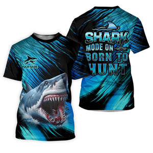 Shark Fishing UPF Shirts, Shark Mode On Born To Hunt, Funny Fishing Shirt, Gift For Fisherman