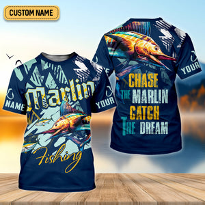 Marlin Fishing, Chase The Marlin - Catch The Dream Fishing Women SPF Shirt, Women Fishing Shirt, Funny Fishing Shirt