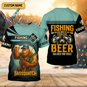 Fishing Solves Most Of My Problems Beer Solves The Rest SPF Shirt, Funny Fishing Shirt, Women Fishing Shirt