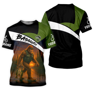 Bassquatch Bigfoot Fishing Shirt, SPF Shirt For Men, Fishing Jersey, Presents For Fishermen