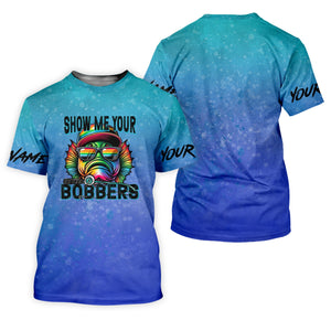 Show Me Your Bobbers Shirt, Blue Neon Men Fishing Shirt, Funny Fishing Shirt, SPF Shirt