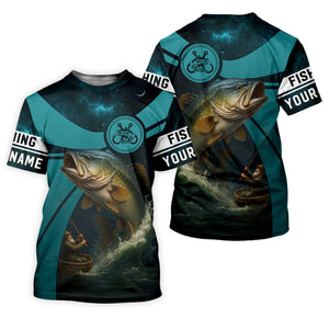 Teal Green Color Tournament Fishing Shirts, SPF Long Sleeve Shirts, Fishing Shirts For Men