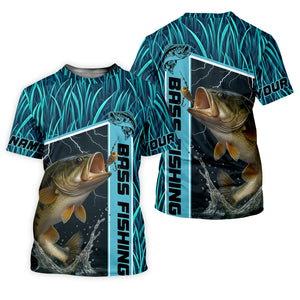 Teal Blue Tournament Fishing Shirts, SPF Long Sleeve Shirts, Fishing Shirts For Men