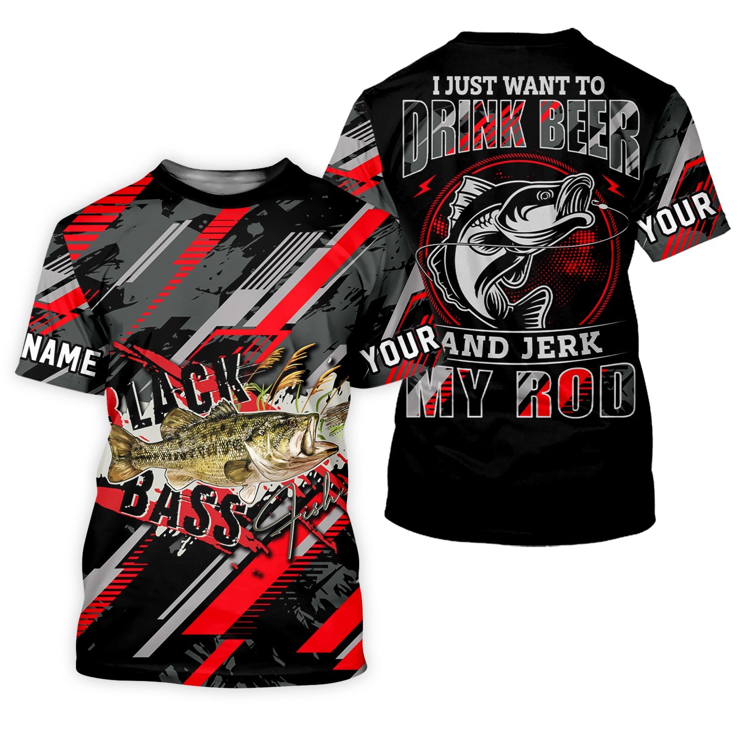 Bass Fishing UPF Shirts, I Just Want to Drink Beer and Jerk My Rod, Funny Fishing Shirt, Gift For Fisherman