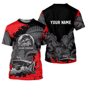 Black Red Bass Fishing Tournament Fishing Shirts, SPF Shirt For Men, Gift For Fisherman