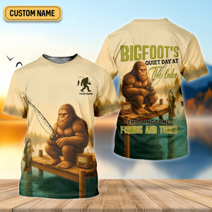 Bigfoot's Quiet Day At The Lake Fishing UPF Shirts, Funny Fishing Shirt, Women Fishing Shirt