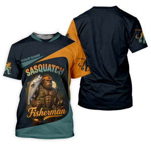 Sasquatch Fishing Shirt With Hood, Long Sleeve Sun Shirt, Fishing Shirts For Men