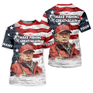 Make Fishing Great Again Patriotic Fishing Shirt, American Flag Fishing Shirt, Fishing Shirts For Men