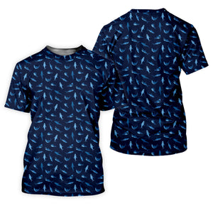 Shark Pattern Performance Fishing Shirts, SPF Shirt For Men, Hooded Fishing Shirt, Fishing Shirts For Men