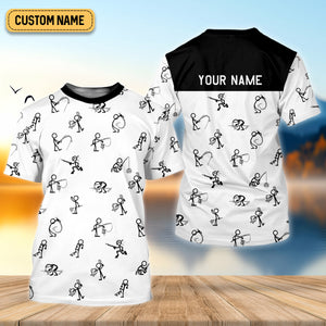 Funny Stick Figure Fishing Pose SPF Shirt For Men, Funny Fishing Shirt, Fishing Shirts For Men