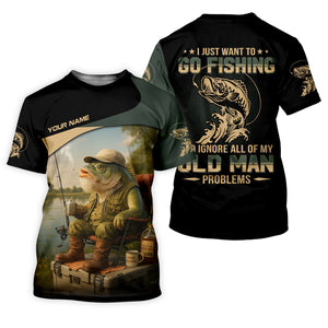I Just Want To Go Fishing And Ignore Old Man Problem SPF Shirts, Fishing Shirts For Men, Fisherman Gift