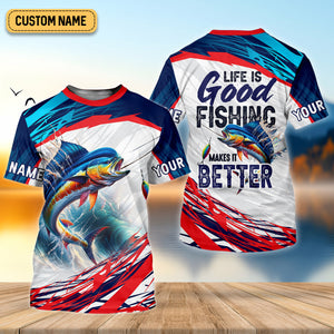 Life Is Good Fishing Makes It Better UPF Shirts, Fishing Shirts For Women, Funny Fisherman Gift