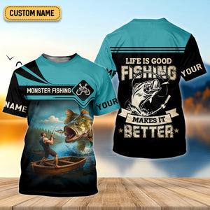 Monster Fishing Shirt, Life Is Good Fishing Makes It Better SPF Shirts, Fishing Shirts For Men, Fisherman Gift