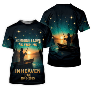 Fishing In Heaven Custom Memorial Shirt, SPF Shirt For Men, Presents For Fishermen, Bass Fishing