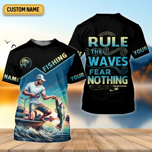 Fishing Shirts, Rule The Waves Fear Nothing, SPF Long Sleeve Shirts, Fishing Shirts For Men