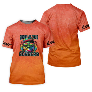 Show Me Your Bobbers Shirt, Orange Neon Men Fishing Shirt, Funny Fishing Shirt, SPF Shirt
