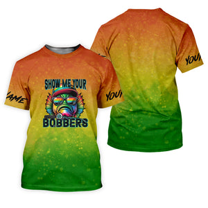 Show Me Your Bobbers Shirt, Green Yellow Orange Men Fishing Shirt, Funny Fishing Shirt, SPF Shirt