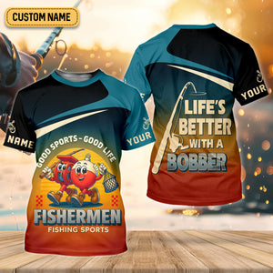 Life's Better With A Bobber Fishing UPF Shirts, Men's Fishing Shirts Long Sleeve, Presents For Fishermen