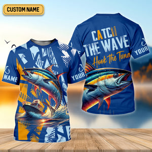 Catch The Wave Hook The Tuna SPF Shirts, Fishing Shirts For Men, Fisherman Gift
