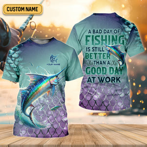 A Bad Day Of Fishing Is Still Better Than A Good Day At Work SPF Shirt, Funny Fishing Shirt, Women Fishing Shirt