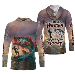 Real Women Bait Their Own Hooks Fishing UPF Shirts, Women Fishing Shirt, Fishing Gift Ideas