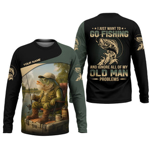 I Just Want To Go Fishing And Ignore Old Man Problem SPF Shirts, Fishing Shirts For Men, Fisherman Gift