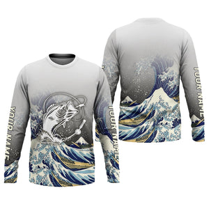 Great Wave Bass Fishing Long Sleeve, Fishing UPF Shirts, Funny Fishing Shirt, Gift For Fisherman
