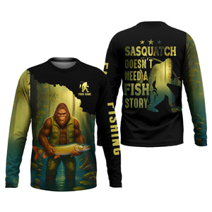 Sasquatch Doesn't Need A Fish Story Funny Fishing Shirt SPF Shirt For Men, Funny Fishing Shirt, Fishing Shirts For Men