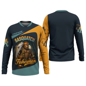 Sasquatch Fishing Shirt With Hood, Long Sleeve Sun Shirt, Fishing Shirts For Men