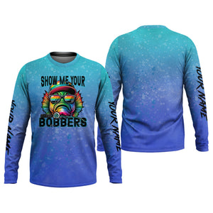 Show Me Your Bobbers Shirt, Blue Neon Men Fishing Shirt, Funny Fishing Shirt, SPF Shirt