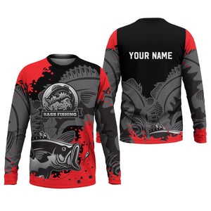 Black Red Bass Fishing Tournament Fishing Shirts, SPF Shirt For Men, Gift For Fisherman